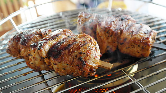 skewers grilling on electric grill thumbnail