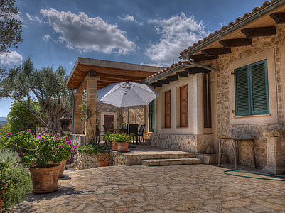 white patio umbrella on gazebo near on garden thumbnail