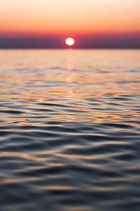 closeup photo of body of water with background of sunset thumbnail