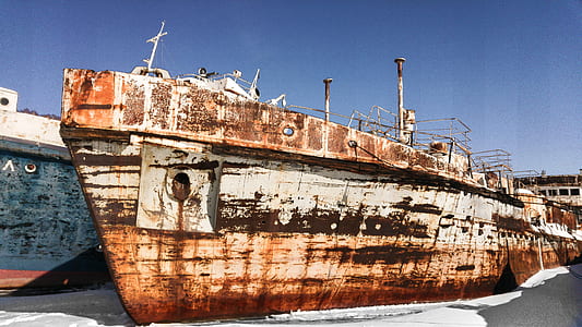 white and brown ship on glaciers thumbnail
