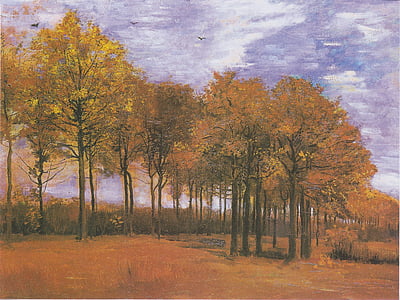 birds flying above trees painting thumbnail