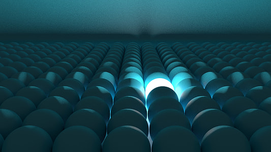 lighted ball surrounded by white balls thumbnail