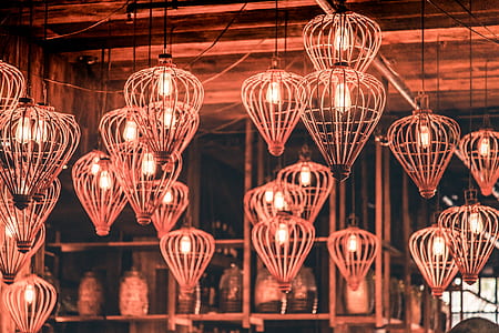 pendant lamp turned on in the room thumbnail