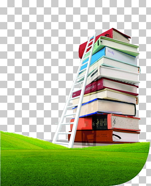 Library science Library classification Librarian Library and information science, Ladder of Success sea of ​​books, stacked of books on green grass PNG clipart