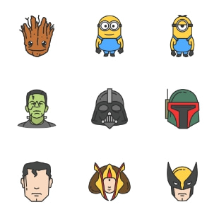 Famous Character Vol. 1 - Colored svg vector icon sets
