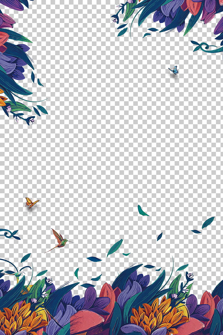Poster Valentine's Day Illustration, Hand painted illustration Valentine's Day Poster Design, orange and purple petaled flower paintings PNG clipart