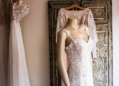mannequin wearing white lace spaghetti strap top thumbnail