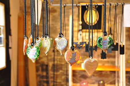 assorted-color gemstone hear pendant necklace lot inside room thumbnail