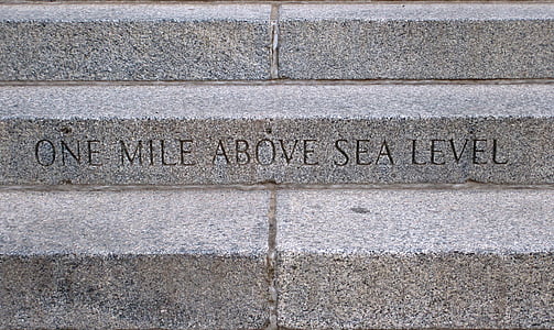 one mile above sea level encarved in gray stairs thumbnail