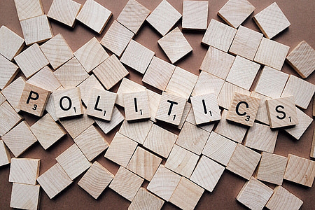 politics print cube on top of wooden cubes thumbnail