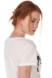 woman white crew-neck shirt thumbnail