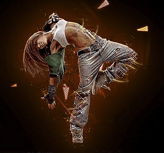 woman doing stunt digital wallpaper thumbnail