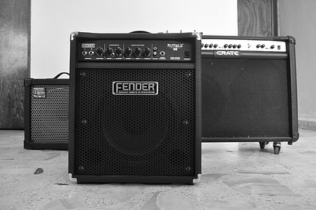 three black guitar amplifiers thumbnail