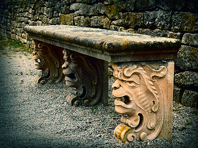 brown and black concrete bench thumbnail
