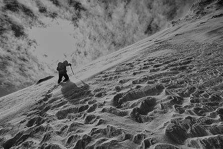 person hiking on snowy mountain thumbnail