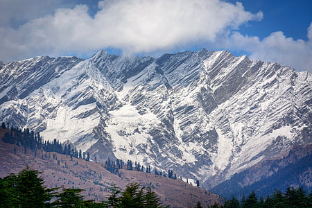 snowy mountain under blue sky thumbnail