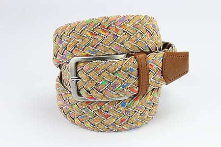 brown and multicolored braided belt thumbnail