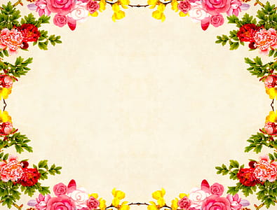 Frame of flowers encircles the center of this background. thumbnail