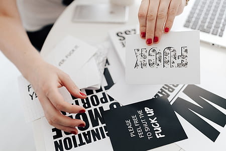 Top view of black and white typography sentences thumbnail