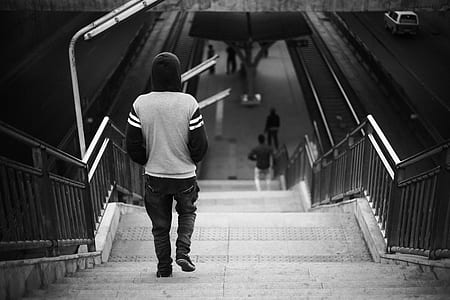 person walking down stairs thumbnail