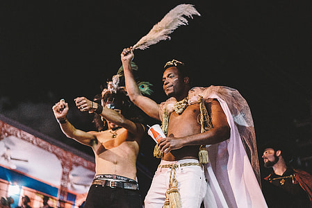 Performers in Costume at a festival in New Orleans in Louisiana thumbnail