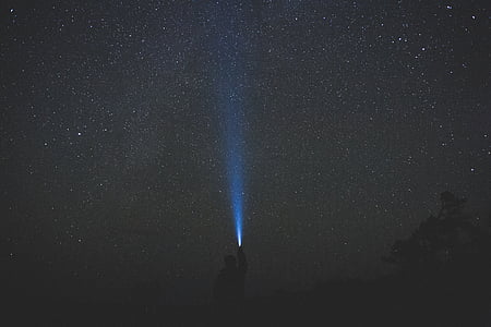 person holding flashlight during night time thumbnail