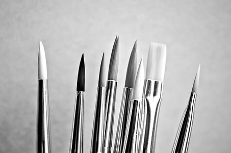 grayscale photograph of paint brushes thumbnail