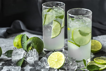 Two Drinking Glass With Lime Beverages thumbnail