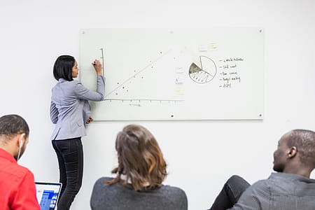 Woman Presents On Whiteboard Photo thumbnail