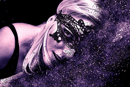 woman wearing black knitted eye mask thumbnail