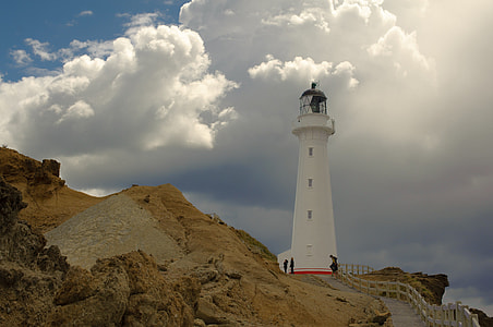 lighthouse under cloudy sky thumbnail