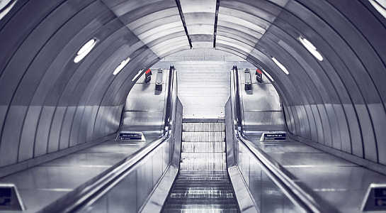 empty illuminated escalator thumbnail
