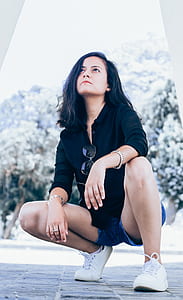 woman docking on gray concrete floor thumbnail