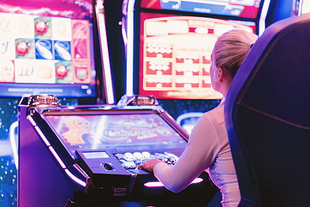 Happy woman playing at the casino thumbnail