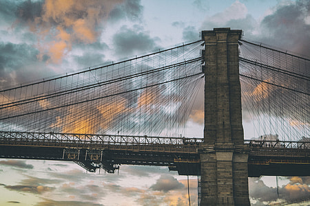 A shot of the famous Brooklyn Bridge in New York, this image was captured at sunset from Dumbo in Brooklyn thumbnail