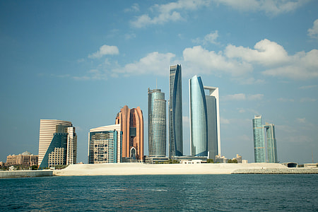 Skyscrapers and skyline of Abu Dhabi in United Arab Emirates, UAE thumbnail