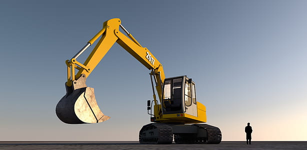 man standing next to excavator thumbnail