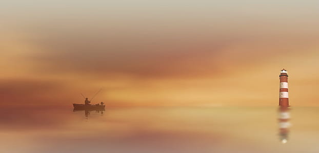 silhouette of person riding on boat while fishing thumbnail