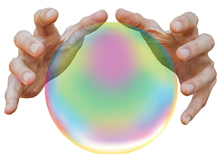 person's hands near iridescent ball thumbnail