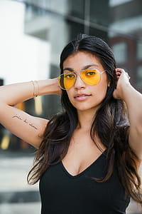 Woman Wearing Aviator Glasses Photo thumbnail