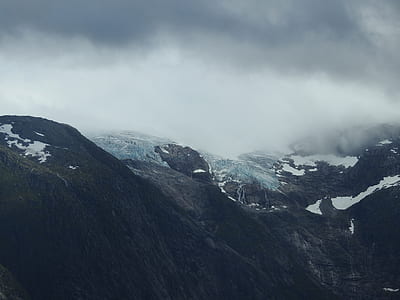 snow capped mountains under the gray clouds thumbnail