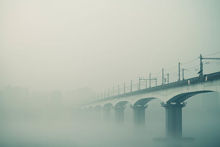 bridge covered with fog thumbnail