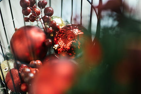 selective focus photography of red baubles thumbnail