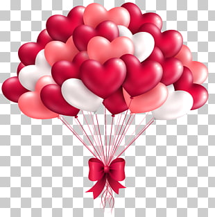 Balloon Heart, Beautiful Heart Balloons , white, pink, and red heart balloon digital artwork PNG clipart