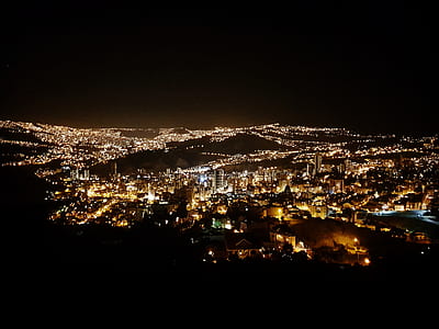 lights of city during nighttime in panoramic view photography thumbnail