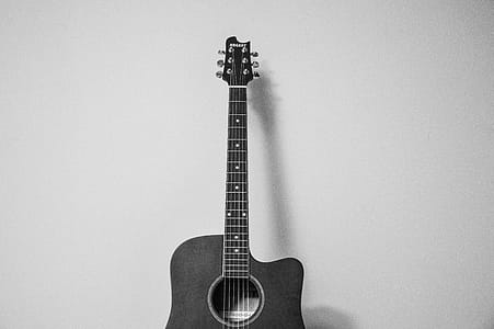 Acoustic Guitar Grayscale Photography thumbnail