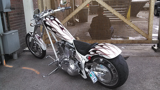 white and black chopper motorcycle thumbnail