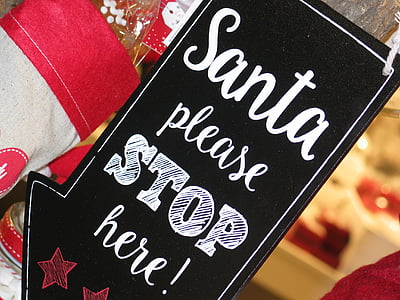 white and black santa please stop here-printed card thumbnail