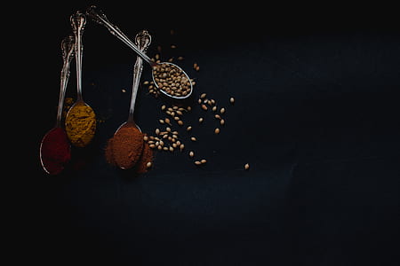 four gray spoon with spices thumbnail