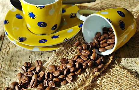 yellow ceramic mug on saucer thumbnail